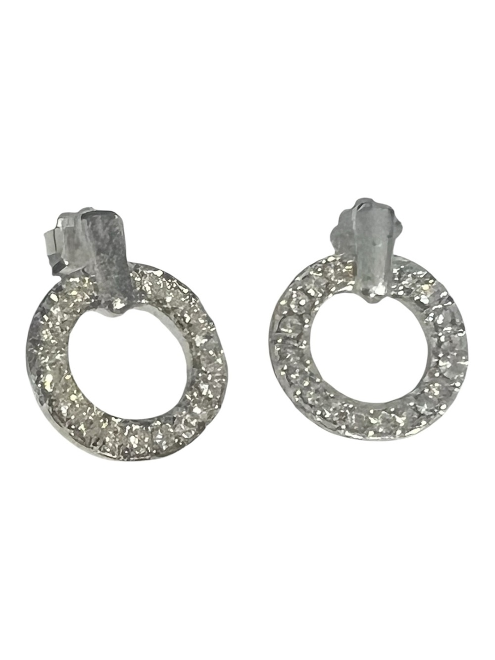 Silvertone earrings pierced clear stones